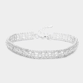 CZ Rhinestone Paved Twisted Evening Bracelet