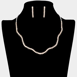 CZ Rhinestone Paved Wavy Necklace