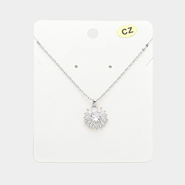 CZ Stone Flower Pendant Necklace