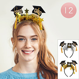 12PCS - Graduation Message Hat Tinsel Crown Headbands