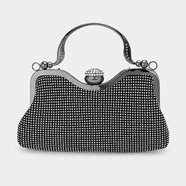 Bling Rhinestone Mesh Top Handle Evening Bag / Crossbody Bag