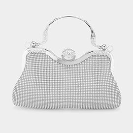 Bling Rhinestone Mesh Top Handle Evening Bag / Crossbody Bag