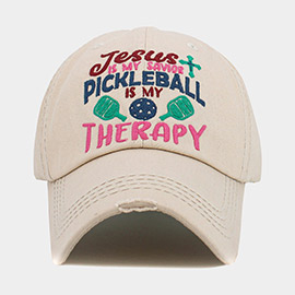 JESUS is My Savior PICKLEBALL is My Therapy Message Vintage Baseball Cap