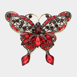 Multi Stone Embellished Butterfly Pin Brooch