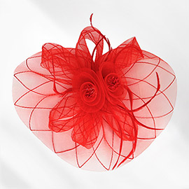 Flower Feather Mesh Bow Fascinator / Headband