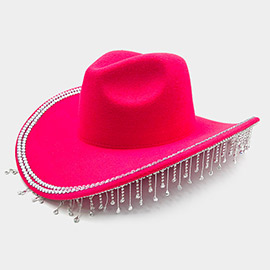 Rhinestone Stone Paved Fringe Around Cowboy Western Hat