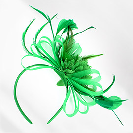 Flower Mesh Bow Feather Headband