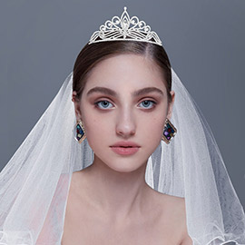 Marquise Stone Accented Rhinestone Paved Princess Tiara