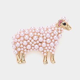 Pearl Embellished Sheep Brooch