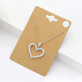 CZ Stone Paved Open Heart Pendant Necklace