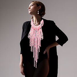 Pearl Strand Fringe Bib Necklace