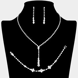 Round Stone Pointed Rhinestone Paved Necklace