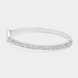 Rhinestone Paved Hinged Bangle Bracelet