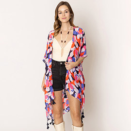 Floral Print Kimono Poncho