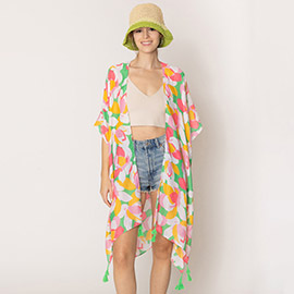 Floral Print Kimono Poncho