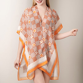 Floral Pattern Kimono Poncho