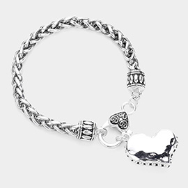 Antique Metal Heart Charm Bracelet