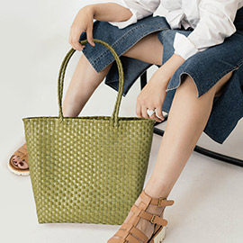 Basket Weave Tote Bag / Shoulder Bag