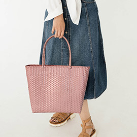 Basket Weave Tote Bag / Shoulder Bag