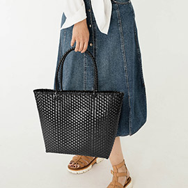 Basket Weave Tote Bag / Shoulder Bag