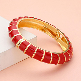 Enamel Bamboo Hinged Bangle Bracelet