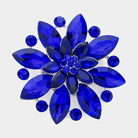 Marquise Stone Accented Flower Pin Brooch