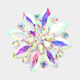 Marquise Stone Accented Flower Pin Brooch