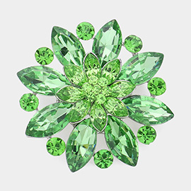 Marquise Stone Accented Flower Pin Brooch