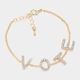 Stone Paved VOTE Initial Message Station Bracelet