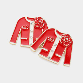 Enamel Women Jacket with Corsage Earrings