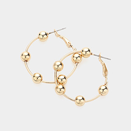 Metal Ball Station Hoop Earrings