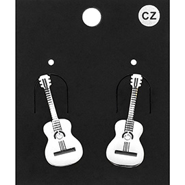 CZ Stone Pointed Guitar Plate Earrings