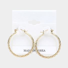 Textured Metal Hoop Pin Catch Earrings