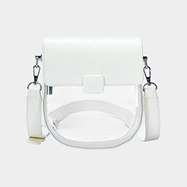 Faux Leather Transparent Crossbody Bag