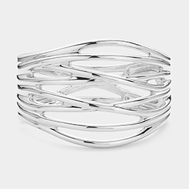 Abstract Metal Hinged Bangle Bracelet