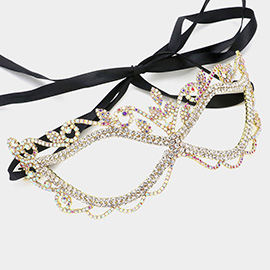 Rhinestone Paved Cat Eye Masquerade Mask