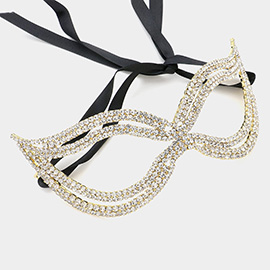 Rhinestone Pave Cat Eye Masquerade Mask