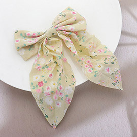 Floral Print Bow Barrette