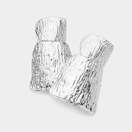 Textured Metal Abstract Clip On Earrings