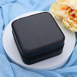 Faux Leather Portable Square Jewelry Box