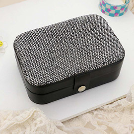 Bling Studded Faux Leather Portable Jewelry Box