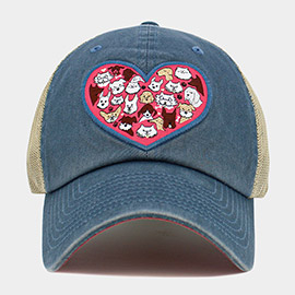 Floral Pattern Heart Patch Pointed Baseball Cap