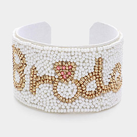 Bride Message Seed Beaded Cuff Bracelet