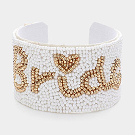 Bride Message Seed Beaded Cuff Bracelet