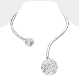 Rhinestone Embellished Ball Accented Choker Necklace