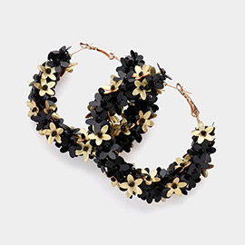 Sequin Flower Hoop Earrings