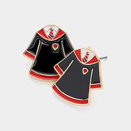 Enamel Graduation Gown Stud Earrings