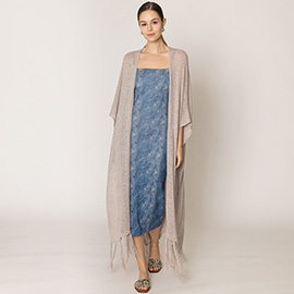 Knit Fringe Kimono Poncho