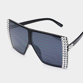 Bling Studded Square Visor Sunglasses