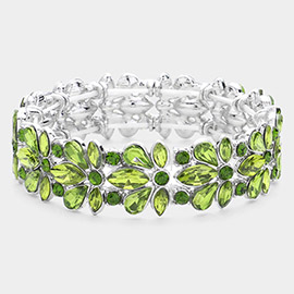 Floral Crystal Stretch Evening Bracelet